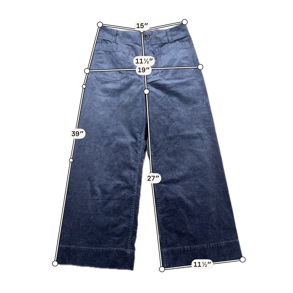 Maeve Anthropologie The Colette Pants Women 30 Navy Blue Corduroy Wide Leg - Picture 10 of 11